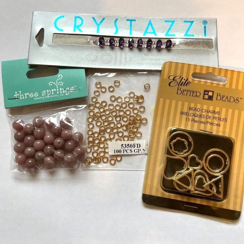 Beading Crafting Jewelry Making Lot Rondelle Charms Jade Beads and Jump Rings